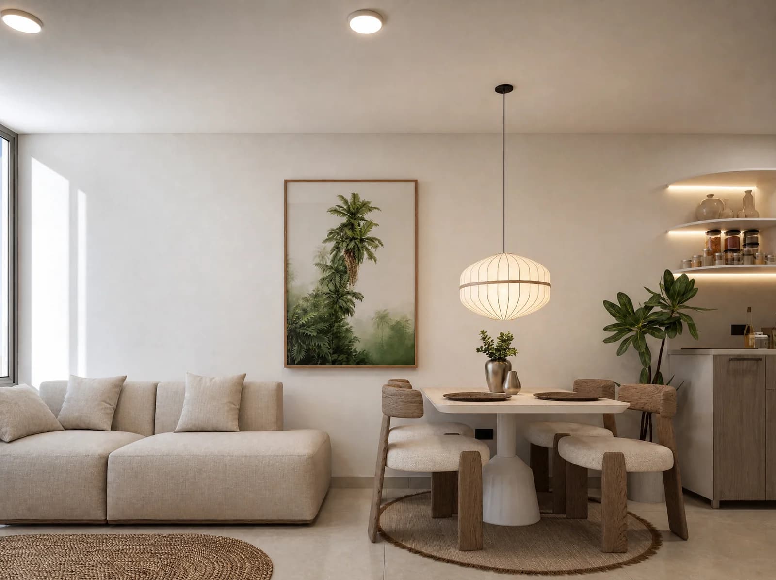 Sala, comedor y cocina integrada